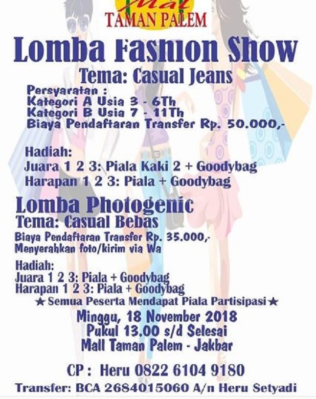 Lomba Fashion Show dan Fotogenic di Mall Taman Palem