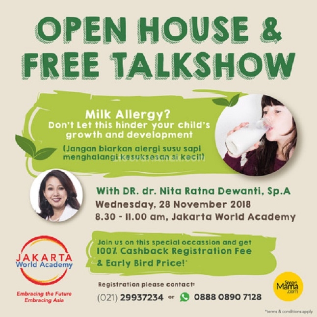 Open House & Free Talkshow "Milk Allergy" at Jakarta World Academy