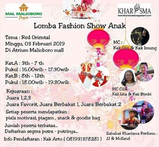 Children's Fashion Show Competition at Malioboro Mall